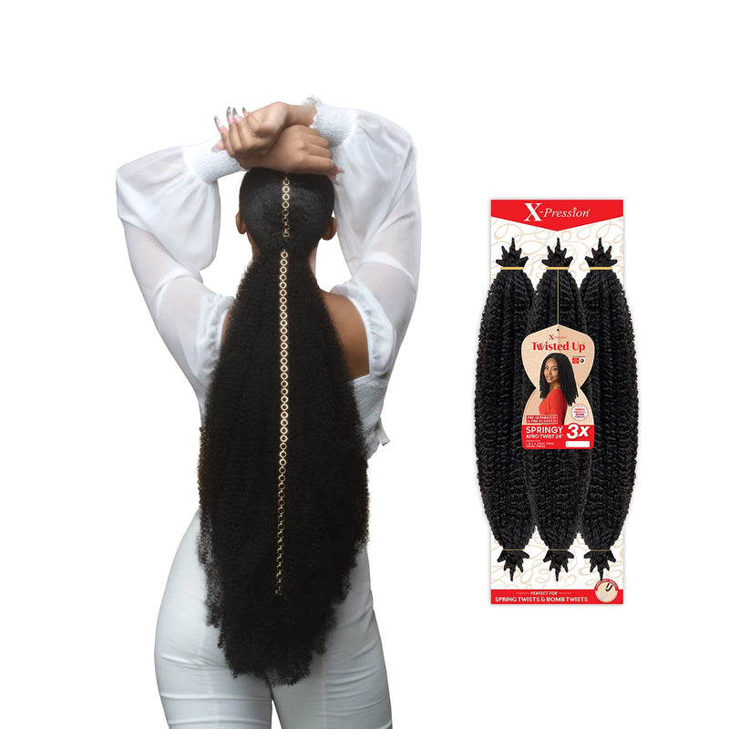 VIP Extensions Outre Crochet Braids X-Pression Twisted Up 3X Springy Afro Twist 24" Hair Extension
