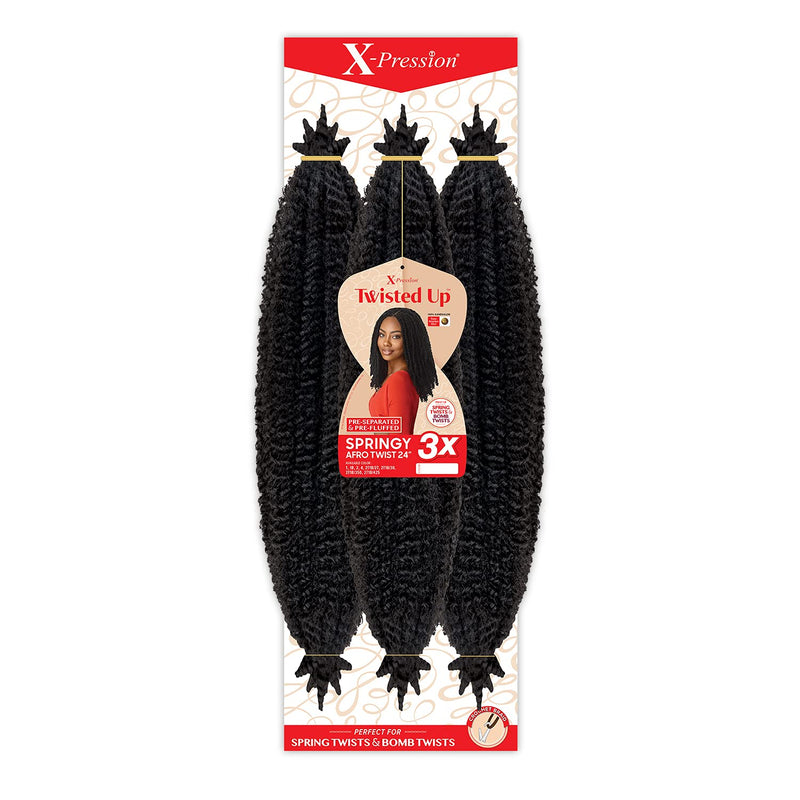 VIP Extensions Outre Crochet Braids X-Pression Twisted Up 3X Springy Afro Twist 24" Hair Extension