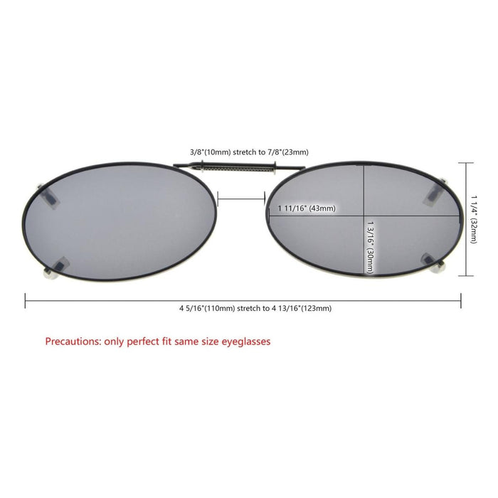 Eyekeeper.Com - Oval Metal Frame Polarized Clip On Sunglasses C74(43Mmx30Mm)