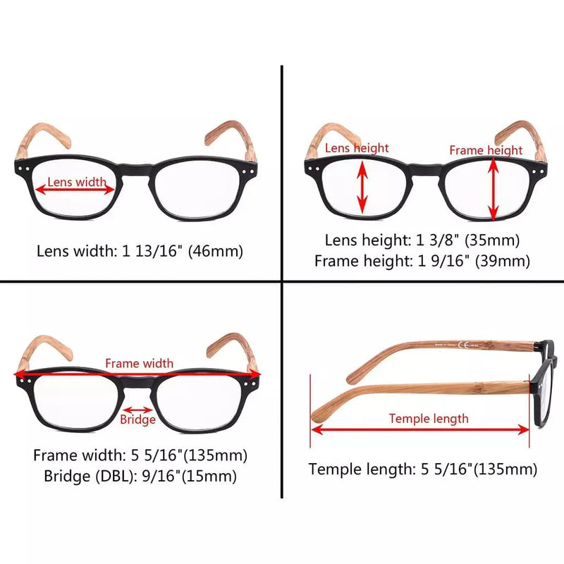 eyekeeper.com Oval Stylish Wood-Grain Printed Arms Reading Glasses R034 Eyeglasses