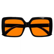 eyekeeper.com Oversized 100% Blue Blocking Glasses Orange Lens Metalless Screwless R2311-B98 Eyeglasses