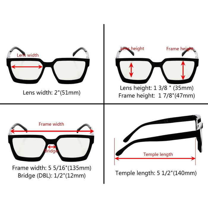 Eyekeeper.Com - Stylish Thicker Frame Multifocus Reading Glassses M2003