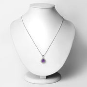Bids.com 1.87 Carat Genuine Amethyst and White Diamond 14K Yellow Gold with .925 Sterling Silver Pendant Pendants