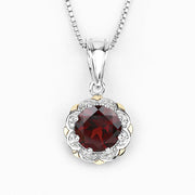 Bids.com 2.32 Carat Genuine Garnet and White Diamond 14K Yellow Gold with .925 Sterling Silver Pendant Pendants