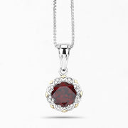 Bids.com 2.32 Carat Genuine Garnet and White Diamond 14K Yellow Gold with .925 Sterling Silver Pendant Pendants