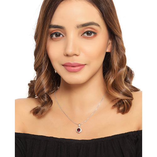 Bids.com 2.32 Carat Genuine Garnet and White Diamond 14K Yellow Gold with .925 Sterling Silver Pendant Pendants