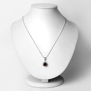 Bids.com 2.32 Carat Genuine Garnet and White Diamond 14K Yellow Gold with .925 Sterling Silver Pendant Pendants