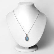 Bids.com 11.05 Carat Genuine Labradorite and White Diamond 14K Yellow Gold with .925 Sterling Silver Pendant Pendants