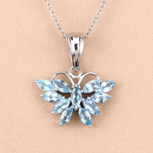 Bids.com 1.76 Carat Genuine Swiss Blue Topaz .925 Sterling Silver Pendant Pendants