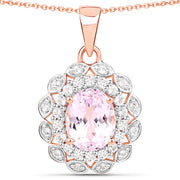 Bids.com 4.26 Carat Genuine Kunzite and White Topaz .925 Sterling Silver Pendant Pendants