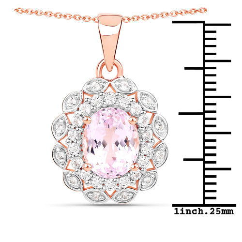 Bids.com 4.26 Carat Genuine Kunzite and White Topaz .925 Sterling Silver Pendant Pendants