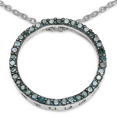 Bids.com 0.46 Carat Genuine Blue Diamond .925 Sterling Silver Pendant Pendants