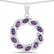 Bids.com 1.83 Carat Genuine Amethyst and White Topaz .925 Sterling Silver Pendant Pendants