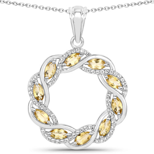Bids.com 1.73 Carat Genuine Citrine and White Topaz .925 Sterling Silver Pendant Pendants