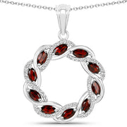 Bids.com 2.33 Carat Genuine Garnet and White Topaz .925 Sterling Silver Pendant Pendants