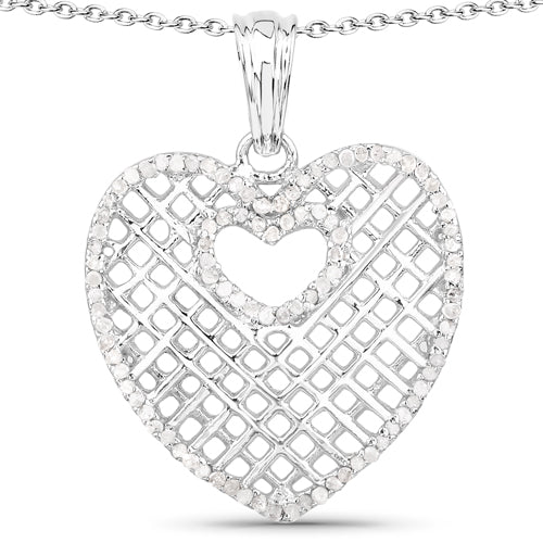 Bids.com 0.52 Carat Genuine White Diamond .925 Sterling Silver Pendant Pendants