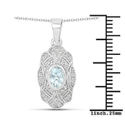 Bids.com 0.48 Carat Genuine Aquamarine and White Topaz .925 Sterling Silver Pendant Pendants