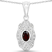 Bids.com 0.63 Carat Genuine Garnet and White Topaz .925 Sterling Silver Pendant Pendants