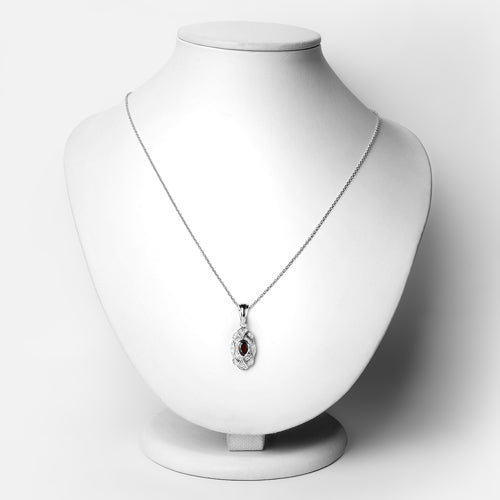 Bids.com 0.63 Carat Genuine Garnet and White Topaz .925 Sterling Silver Pendant Pendants