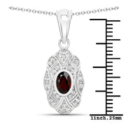 Bids.com 0.63 Carat Genuine Garnet and White Topaz .925 Sterling Silver Pendant Pendants