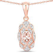 Bids.com 0.52 Carat Genuine Morganite and White Topaz .925 Sterling Silver Pendant Pendants