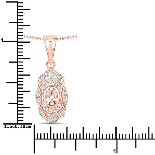 Bids.com 0.52 Carat Genuine Morganite and White Topaz .925 Sterling Silver Pendant Pendants