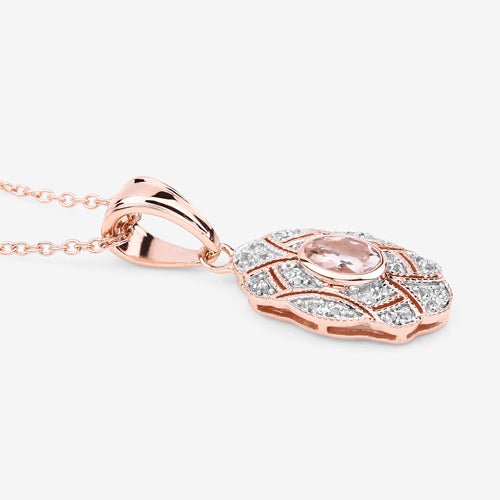 Bids.com 0.52 Carat Genuine Morganite and White Topaz .925 Sterling Silver Pendant Pendants