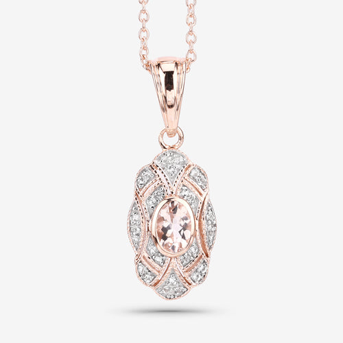 Bids.com 0.52 Carat Genuine Morganite and White Topaz .925 Sterling Silver Pendant Pendants