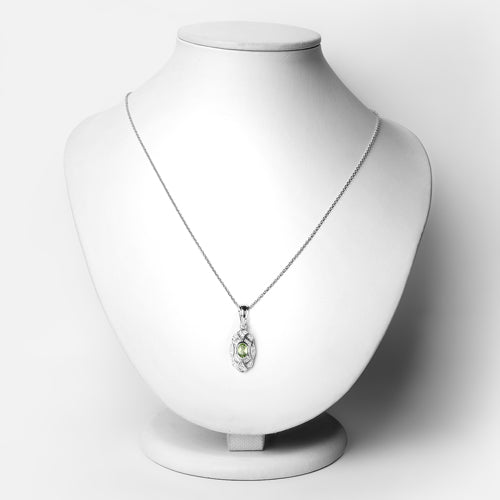 Bids.com 0.55 Carat Genuine Peridot and White Topaz .925 Sterling Silver Pendant Pendants