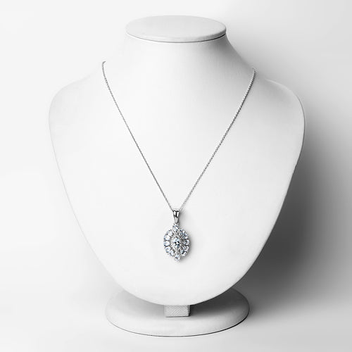 Bids.com 1.89 Carat Genuine Aquamarine and White Topaz .925 Sterling Silver Pendant Pendants