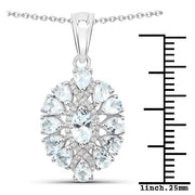 Bids.com 1.89 Carat Genuine Aquamarine and White Topaz .925 Sterling Silver Pendant Pendants