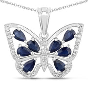 Bids.com 1.67 Carat Genuine Blue Sapphire and White Zircon .925 Sterling Silver Pendant Pendants