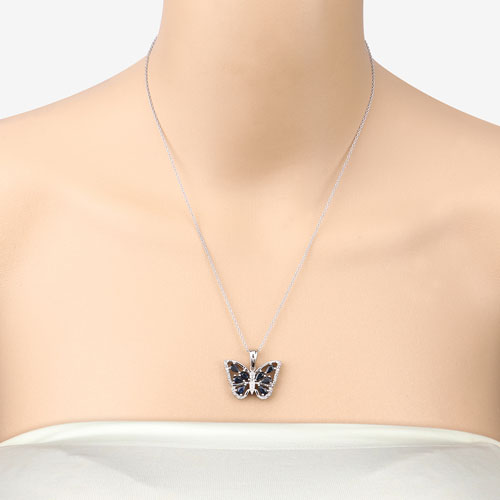 Bids.com 1.67 Carat Genuine Blue Sapphire and White Zircon .925 Sterling Silver Pendant Pendants