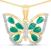 Bids.com 1.91 Carat Genuine Emerald and White Zircon .925 Sterling Silver Pendant Pendants