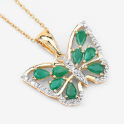 Bids.com 1.91 Carat Genuine Emerald and White Zircon .925 Sterling Silver Pendant Pendants