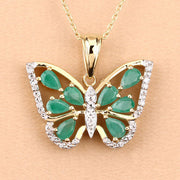 Bids.com 1.91 Carat Genuine Emerald and White Zircon .925 Sterling Silver Pendant Pendants