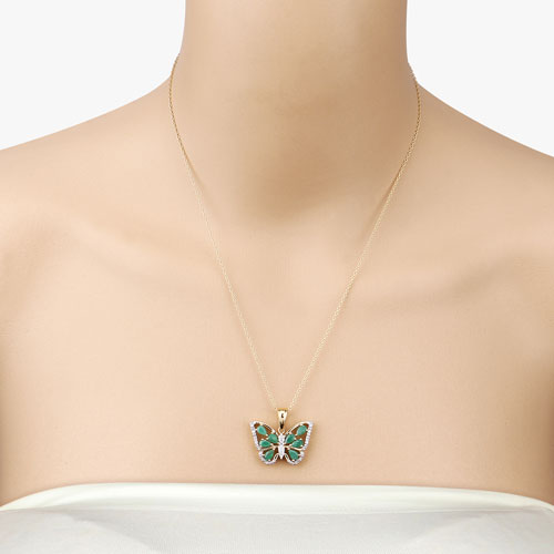 Bids.com 1.91 Carat Genuine Emerald and White Zircon .925 Sterling Silver Pendant Pendants
