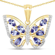 Bids.com 1.75 Carat Genuine Tanzanite and White Zircon .925 Sterling Silver Pendant Pendants