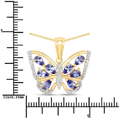 Bids.com 1.75 Carat Genuine Tanzanite and White Zircon .925 Sterling Silver Pendant Pendants