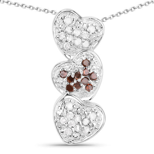 Bids.com 0.45 Carat Genuine Red Diamond and White Diamond .925 Sterling Silver Pendant Pendants