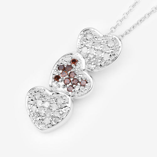 Bids.com 0.45 Carat Genuine Red Diamond and White Diamond .925 Sterling Silver Pendant Pendants