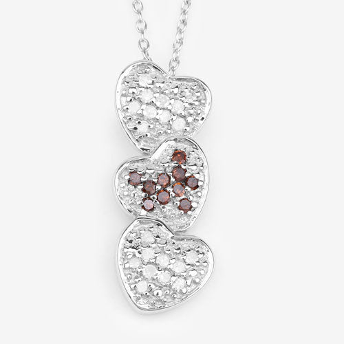 Bids.com 0.45 Carat Genuine Red Diamond and White Diamond .925 Sterling Silver Pendant Pendants