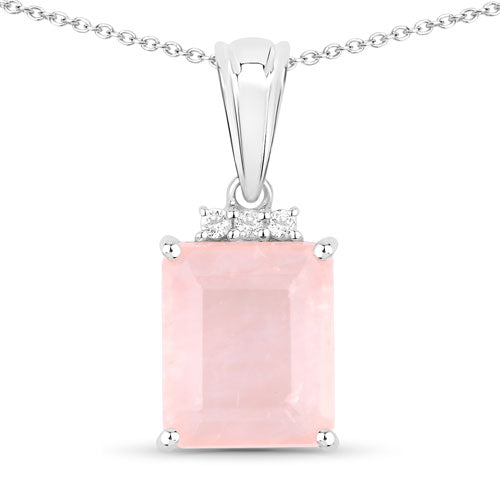 Bids.com 5.63 Carat Genuine Rose Quartz and White Topaz .925 Sterling Silver Pendant Pendants