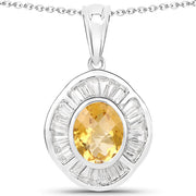 Bids.com 4.18 Carat Genuine Citrine and White Topaz .925 Sterling Silver Pendant Pendants