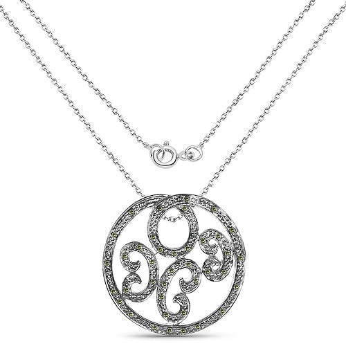 Bids.com 0.22 Carat Genuine Green Diamond .925 Sterling Silver Pendant Pendants