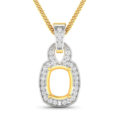Bids.com 0.25 Carat Genuine White Diamond 14K Yellow Gold Semi Mount Pendant - holds 9x7mm Cushion Gemstone Pendants