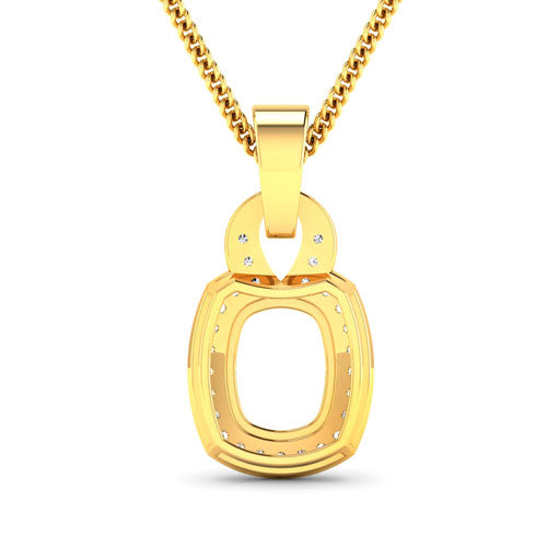 Bids.com 0.25 Carat Genuine White Diamond 14K Yellow Gold Semi Mount Pendant - holds 9x7mm Cushion Gemstone Pendants
