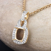 Bids.com 0.25 Carat Genuine White Diamond 14K Yellow Gold Semi Mount Pendant - holds 9x7mm Cushion Gemstone Pendants