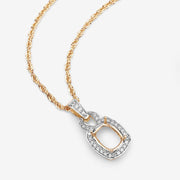 Bids.com 0.25 Carat Genuine White Diamond 14K Yellow Gold Semi Mount Pendant - holds 9x7mm Cushion Gemstone Pendants