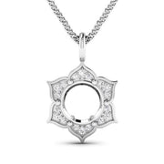 Bids.com 0.14 Carat Genuine White Diamond 14K White Gold Semi Mount Pendant - holds 8.00mm Round Gemstone Pendants